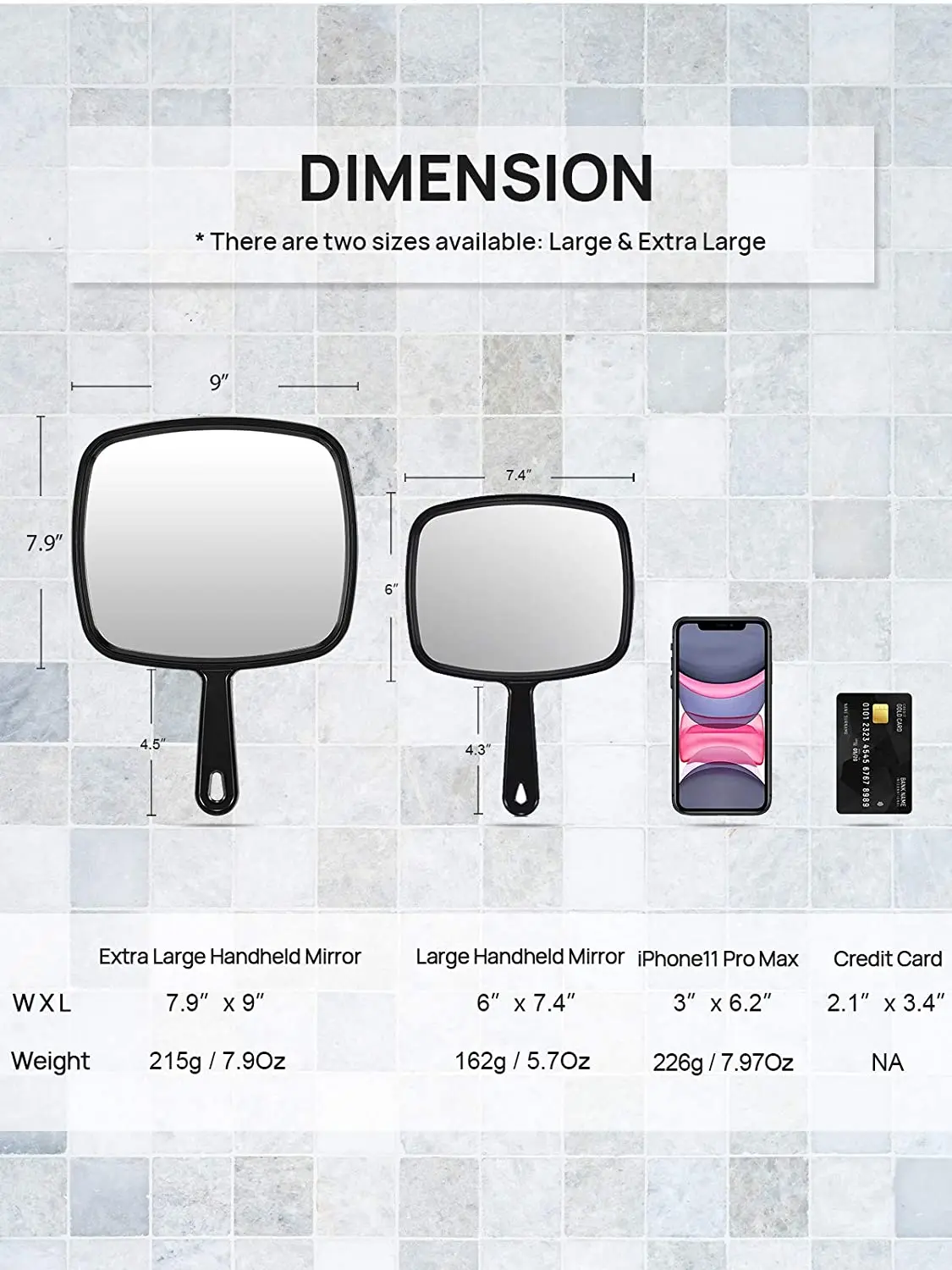 Extra Large Hand Mirror,Salon Barber Hairdressing Handheld Mirror With