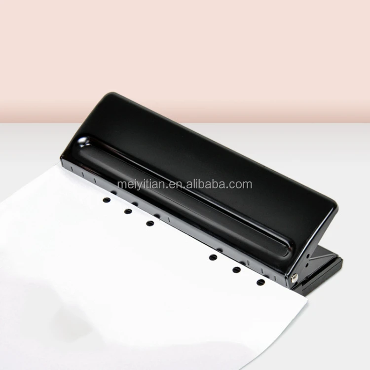 6 Hole Punch,Hole Puncher 6 Hole Spacing,Portable Anti Slip Adjustable 6  Hole Spacing Paper Binder Planner Desktop Hole Puncher,for  School,Office,Pink