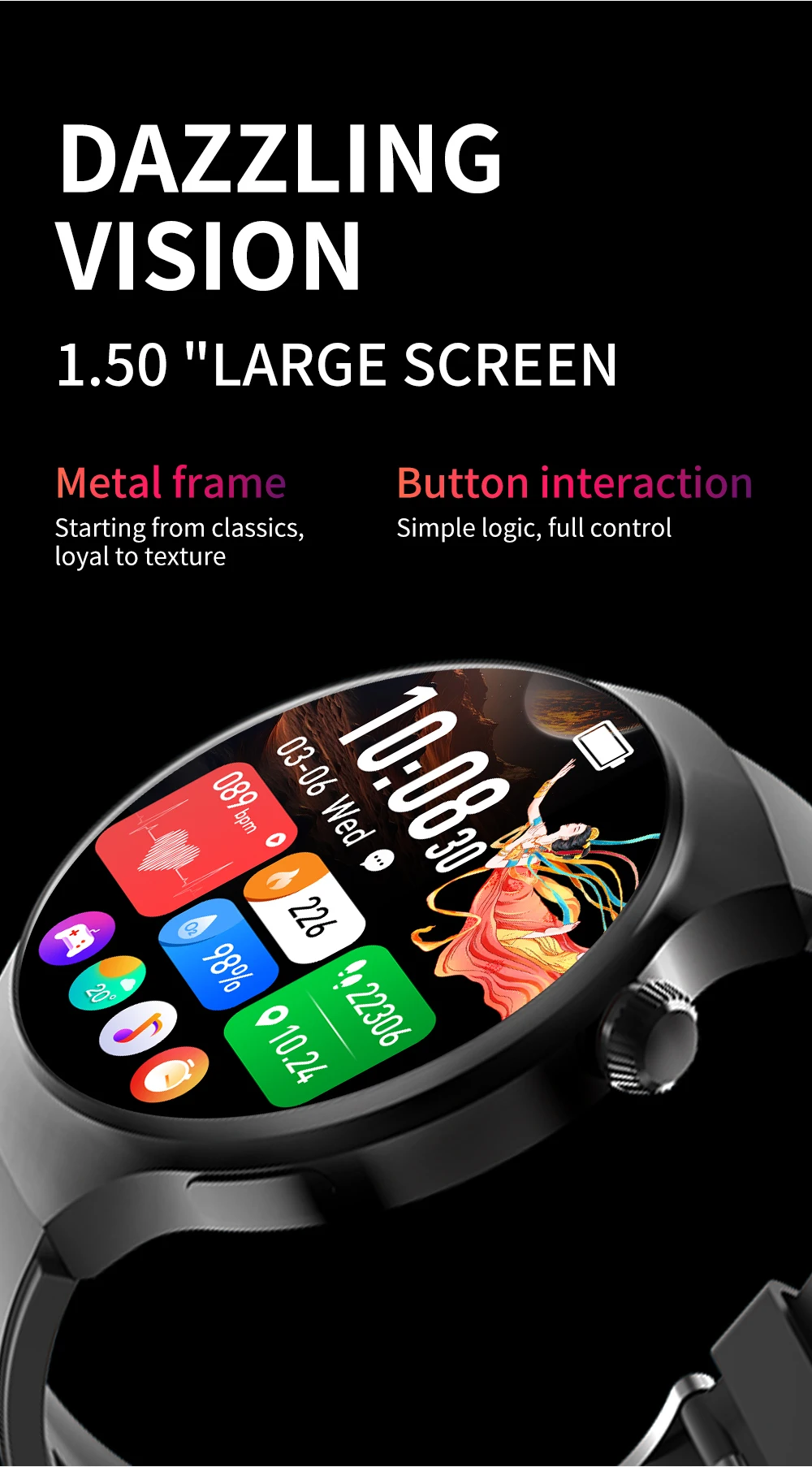 2025 Newest M18 Smart Watch Men 1.5 Inch HD Round Screen BT Calling Ultra-low Latency Outdoor Sport Fitness Bracelet Smart Watch