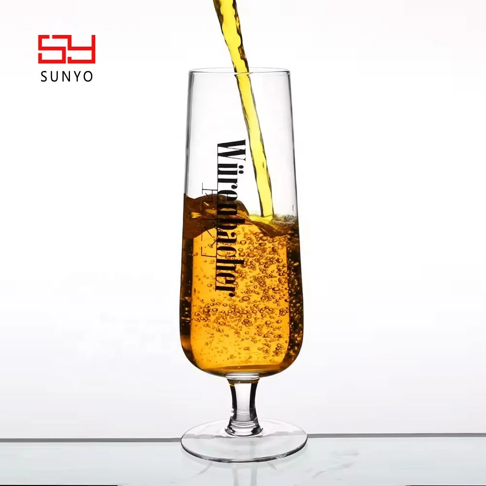 Commercial Labelled Logo Reusable Hard Cup Frozen Glass Short Stem Custom Printed Beer Glass for Bar