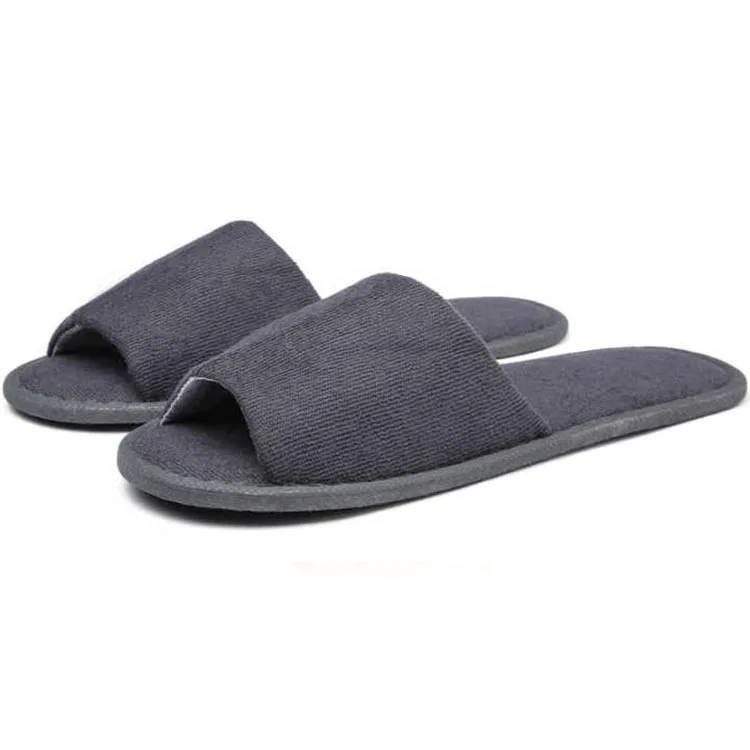 Factory Direct Sales Eco Friendly Black Hotel Slippers Customized Logo ...