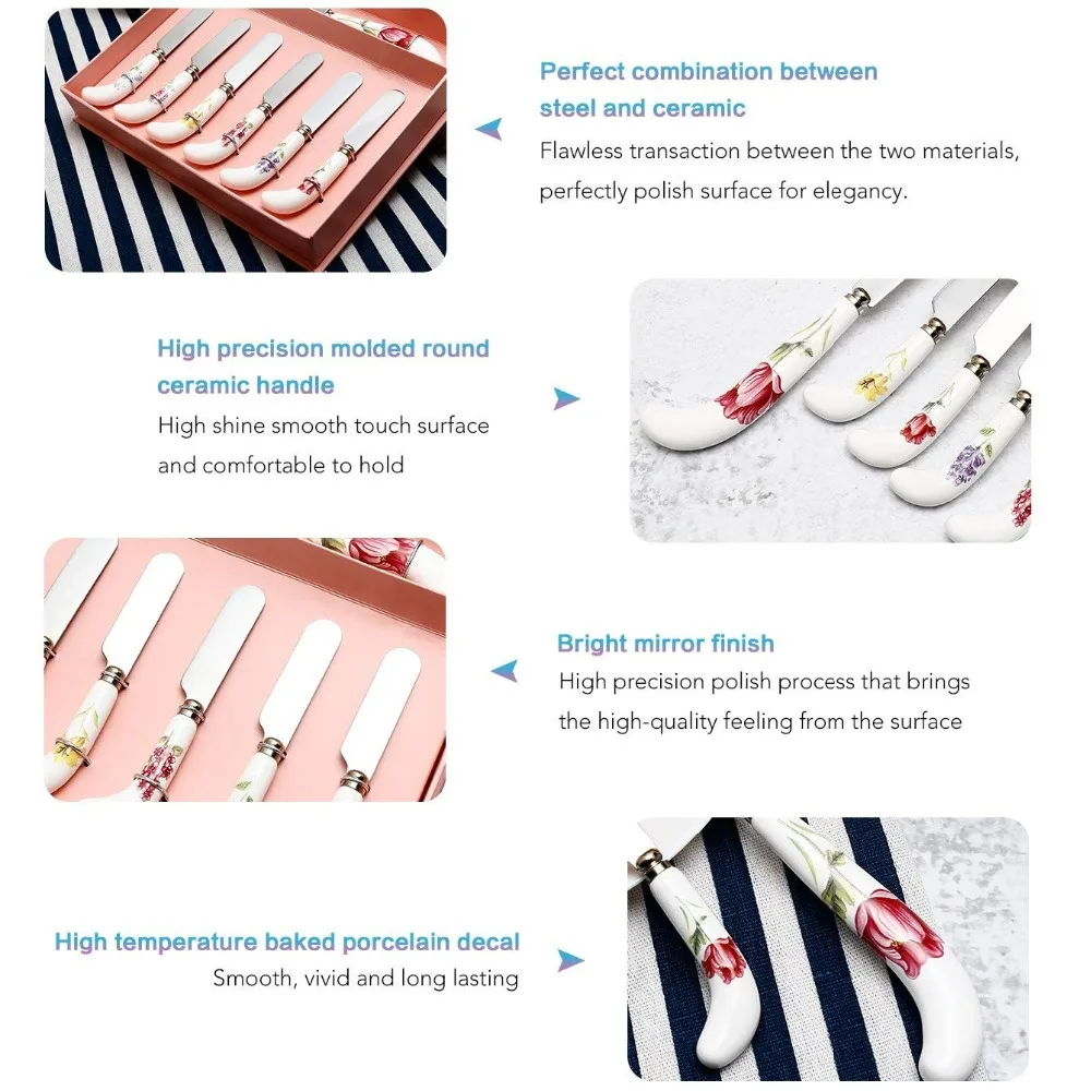 
Нож для сыра из нержавеющей стали, нож для масла, набор из 7 предметов, керамическая ручка 