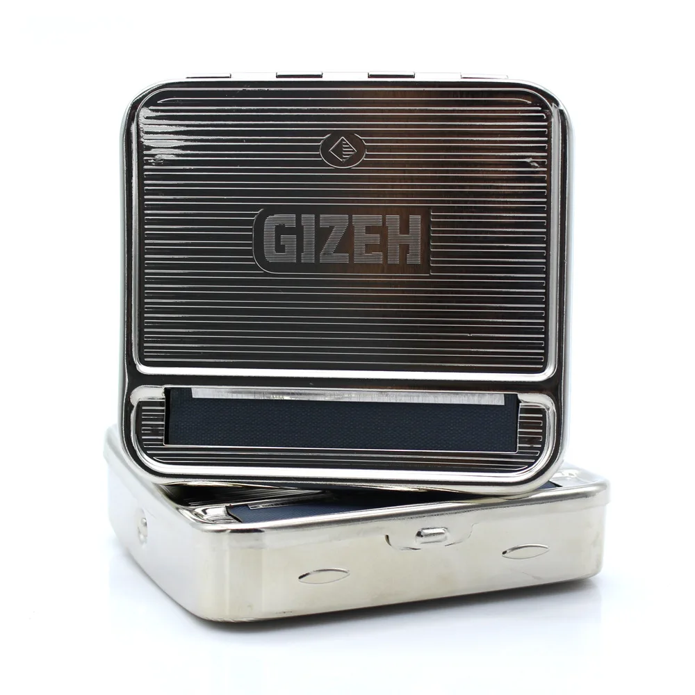 New Arrival Gizeh 70mm Metal Automatic Pyramid Cigarette Tobacco Smoking  Rolling Machine Roller Box