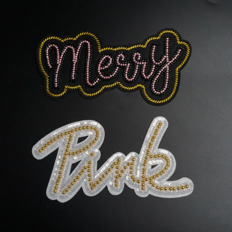 New Alphabet Pearl Rhinestone 3D DIY Patch embroidery applique badge Initial Letter Patches for Sewing on Hats