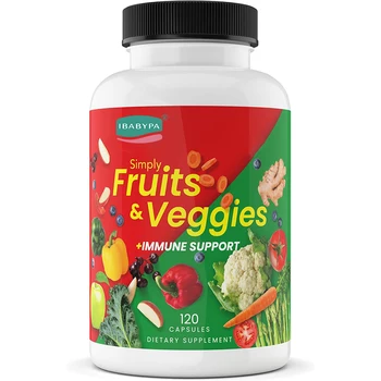 Private label  Fruits & Veggies Supplement Capsules  High-Potency Daily Wellness Blend  Balanced Nutrition & Optimal Health