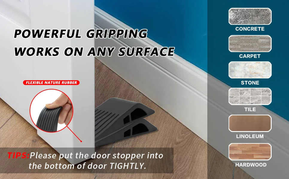 Tapón de la puerta 2pcs tope de la puerta de la cuña de goma protector de Seguridad for todos Superficies de suelo resbale Diseño Inferior Resistente 