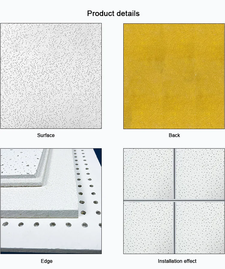 Sound Proofing Acoustic Mineral Fiber Ceiling Tiles 600mm For Office
