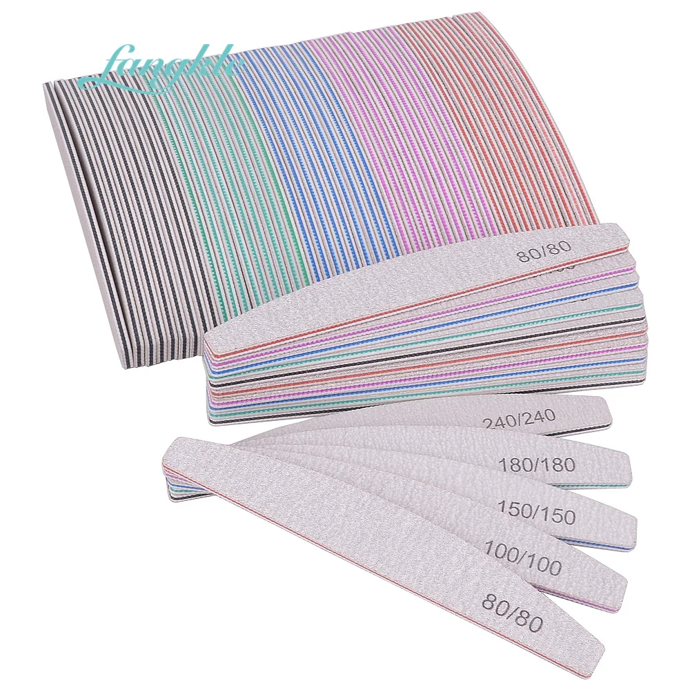 Wholesale Korean Nail Files Half Moon 100/180 Custom Nail Files Double ...