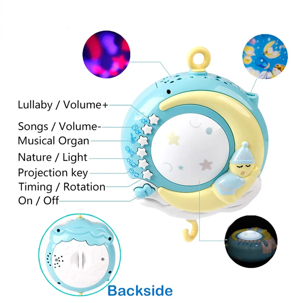 Лидер продаж, мобиль для детской кроватки, музыкальная мобиль для детской кроватки, музыкальная проекционная коробка, подвесной держатель для погремушек, игрушка для сна, детский мобильный