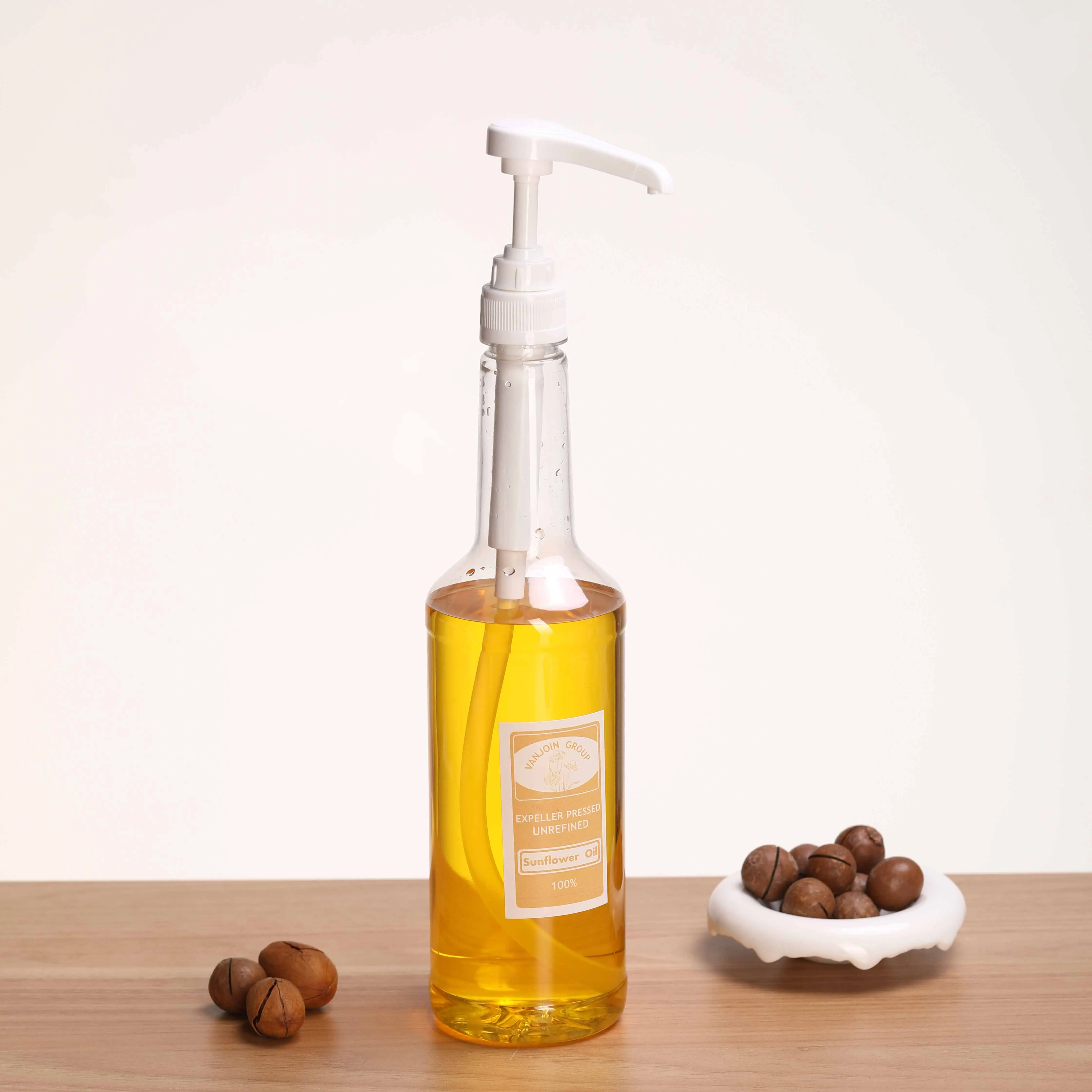28mm 750ml Plastic Bottle Easy Dispense 2ml a Time 25oz Oil Oyster Sauce Syrup Pump Bottles with Custom Label
