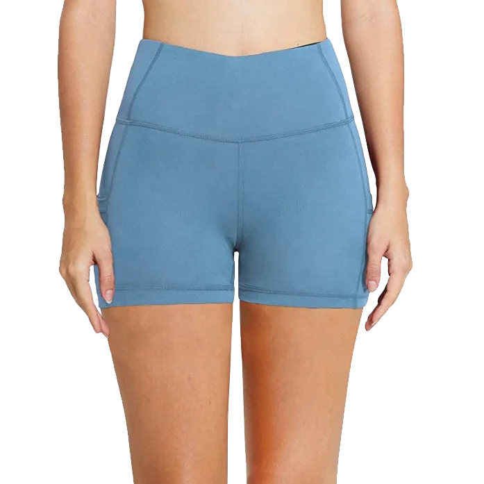 KMISUN 8 /5 Womens High Waist Workout Biker Yoga Gym Running Compression Exercise Shorts Pockets 