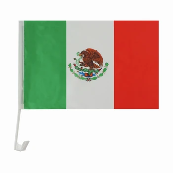 Custom size promotion polyester Mexico car flag silk printing flags all country car window banner flags with pole
