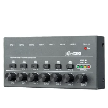 Depusheng DX600 Mini Mixer - 6 Channel Low-Noise Audio Console for