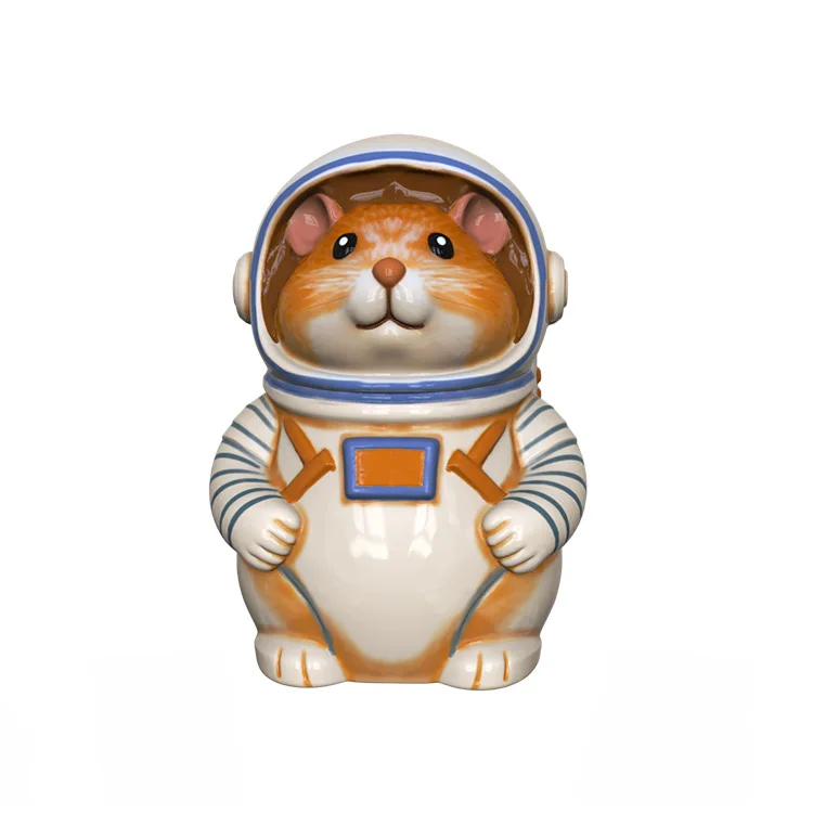 Экологичная керамическая статуэтка хомяка в космической тематике, оптовая продажа, возможна индивидуальная настройка, премиальная керамическая скульптура, художественное изделие для европейского рынка