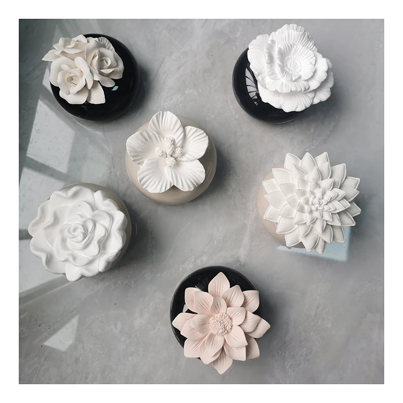Ceramic Flower Reed Diffuser Set Ceramic Reed Diffuser White Decorative