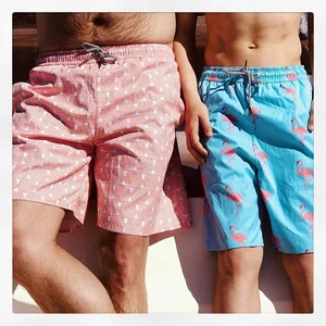 Quick Dry Polyester Elastic Waist Mens Print Board Shorts Custom Made Swim Trunks