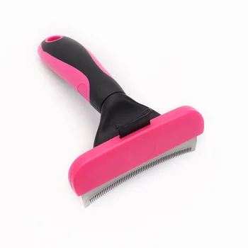 Custom Logo Professional Cat Pet Dog Hair Self-cleaning Shedding and Trimming Grooming Deshedding Comb Rake Brush Tool