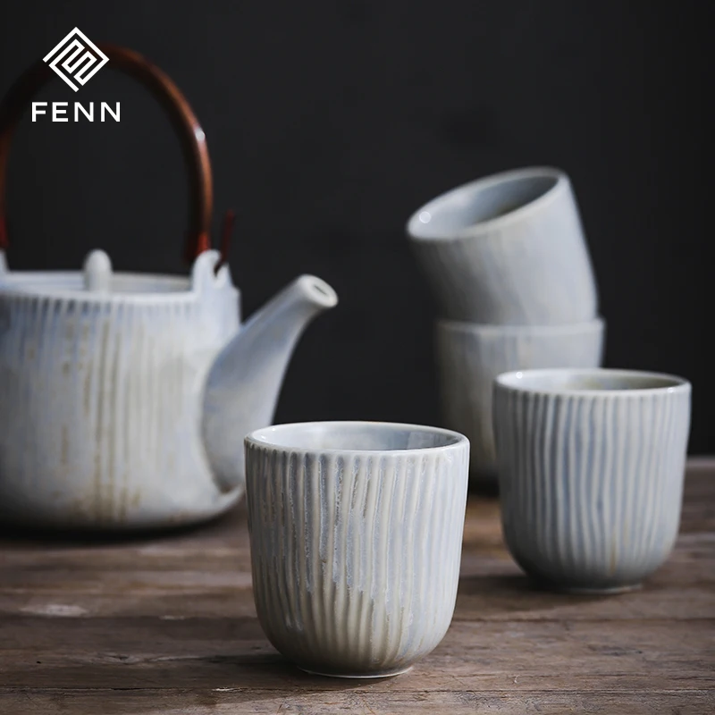 product fenn japanese teaware teapot 4 teacups unique glazed design porcelain afternoon tea set vintage ceramic coffee tea set-61