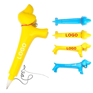 Promotional Novelty Dachshund Dog Shaped Plastic Ballpoint Pen Creative Puppy With Personal Custom Logo Printed for Gift Kids