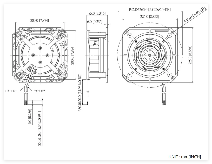 Air Handling Unit, GTM019FUA07R-V, 225*225*85mm, 230V, 50/60Hz - detail 14