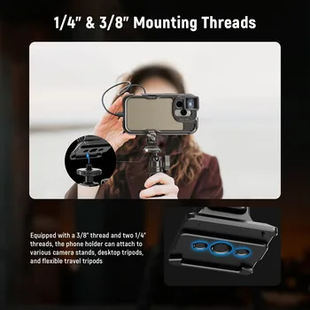 For Neewer Phone Tripod Mount with Flexible Arca Base 1/4\" & 3/8\" Threads Compatible 2nd Gen 16 15 Pro/15 Pro Max S24 Ultra Ca detail image