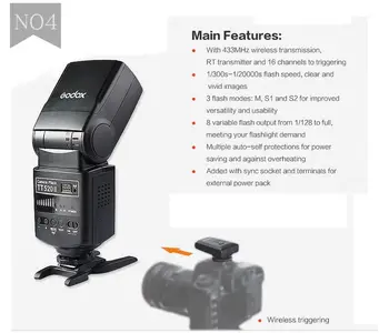 Godox Thinklite Camera Flash TT520II with Build-in 433MHz Wireless Signal for Can** Nik** Pentax So** Fuji Olympus DSLR Cameras detail image