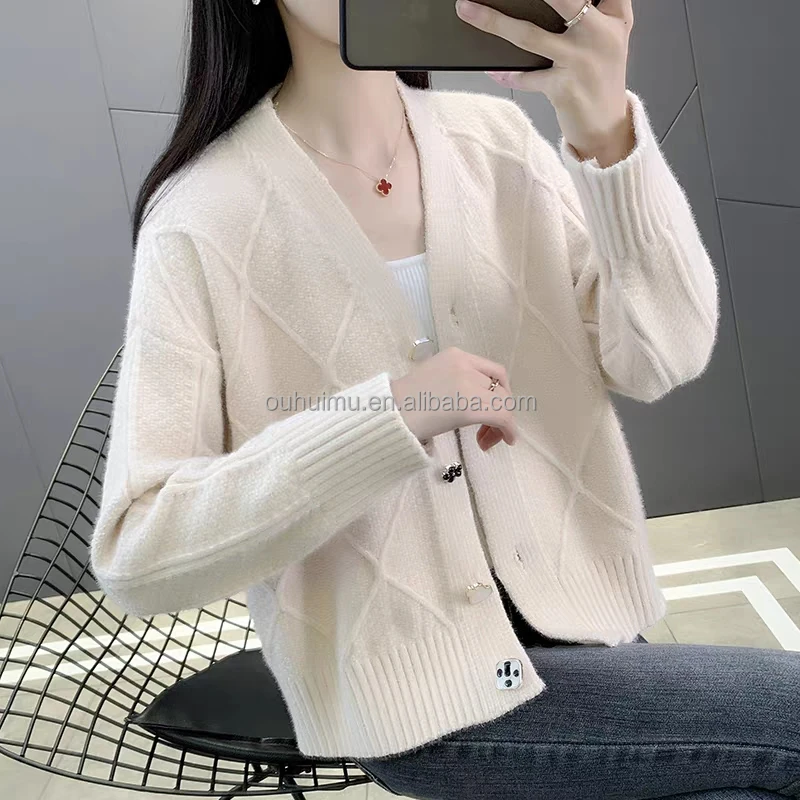 V-Neck Embellished Knitted Cardigans