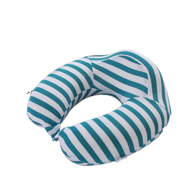Macaron color Polyester Fabric Stripe Style Memory Foam U Shape Neck Travel Pillow For Airplane