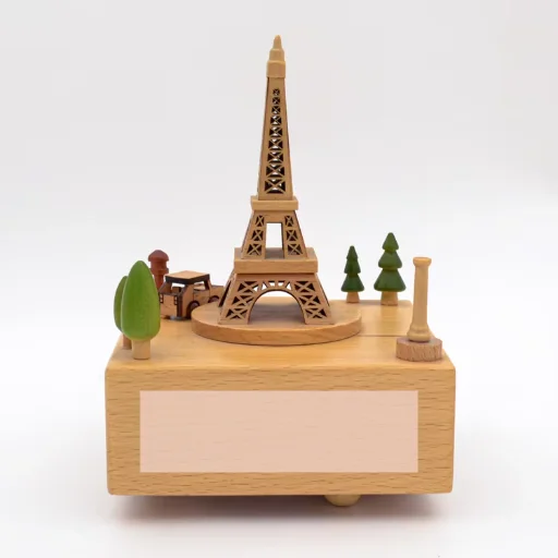 熱い販売中！定番凱旋門木製オルゴール、動く車付き、音楽再生機能付き