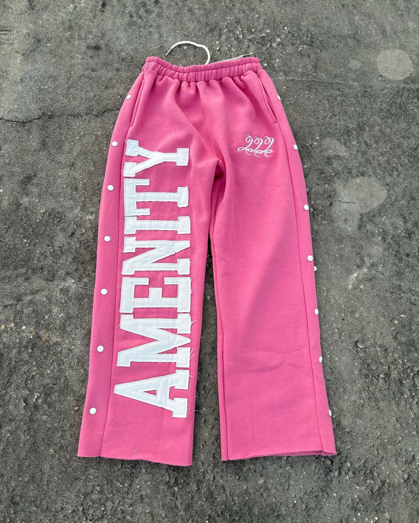 Men's Custom Sweatpants with Acid Wash Distressed Design Baggy Fit and Rhinestone Screen Printing on DTG Machine gallery 4