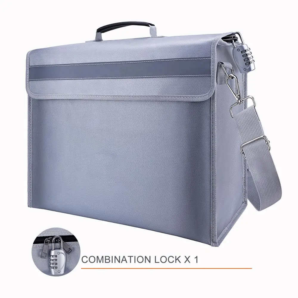 2020 Hot Selling Waterproof Fireproof File Collection Bag with Lock Zipper Closure for Office Safe Coin Money Tablet File Bag