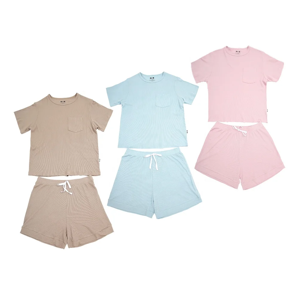 Direct Factory's Extra Soft Breathable Unisex Waffle Fabric Pajama Knitted Home Use Summer Baby Rompers Baby Clothing Sets