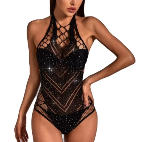 rhinestone fishnet bodysuit