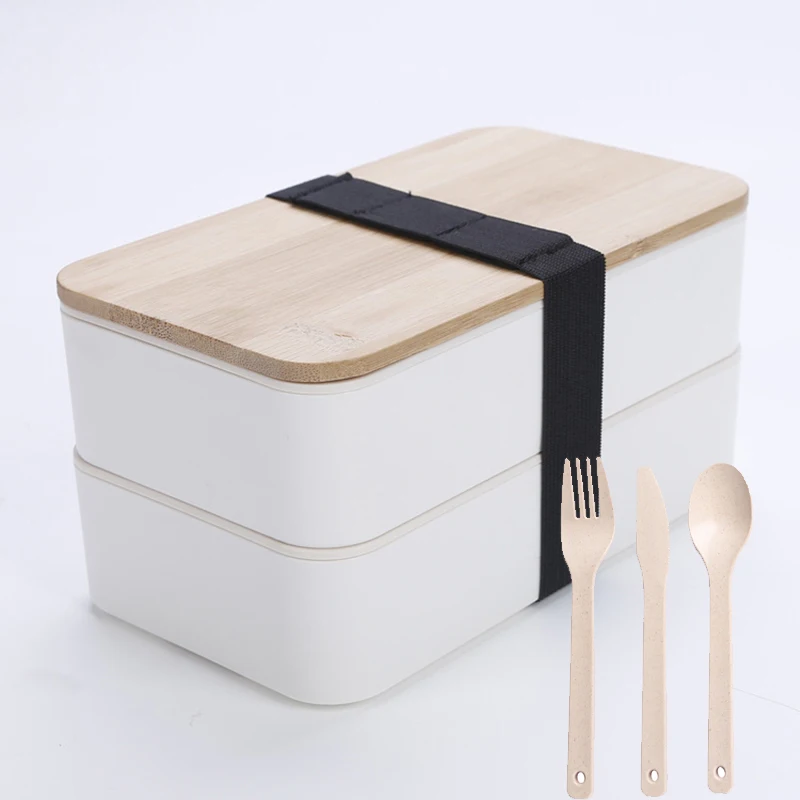 1pc Japanese Style Single Layer Lunch Box With Bamboo Lid, Microwavable Bento  Box For Office Workers And Students