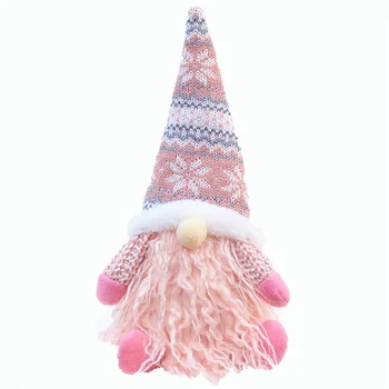 Wholesale Handmade Pink Telescopic Faceless Plush Gnome Doll Christmas Decoration For Holiday Gift