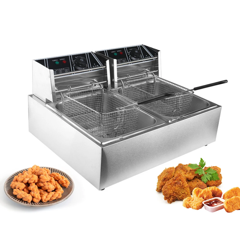 GZKITCHEN Electric Double Tanks Deep Fryer - Non-Oil Fryer