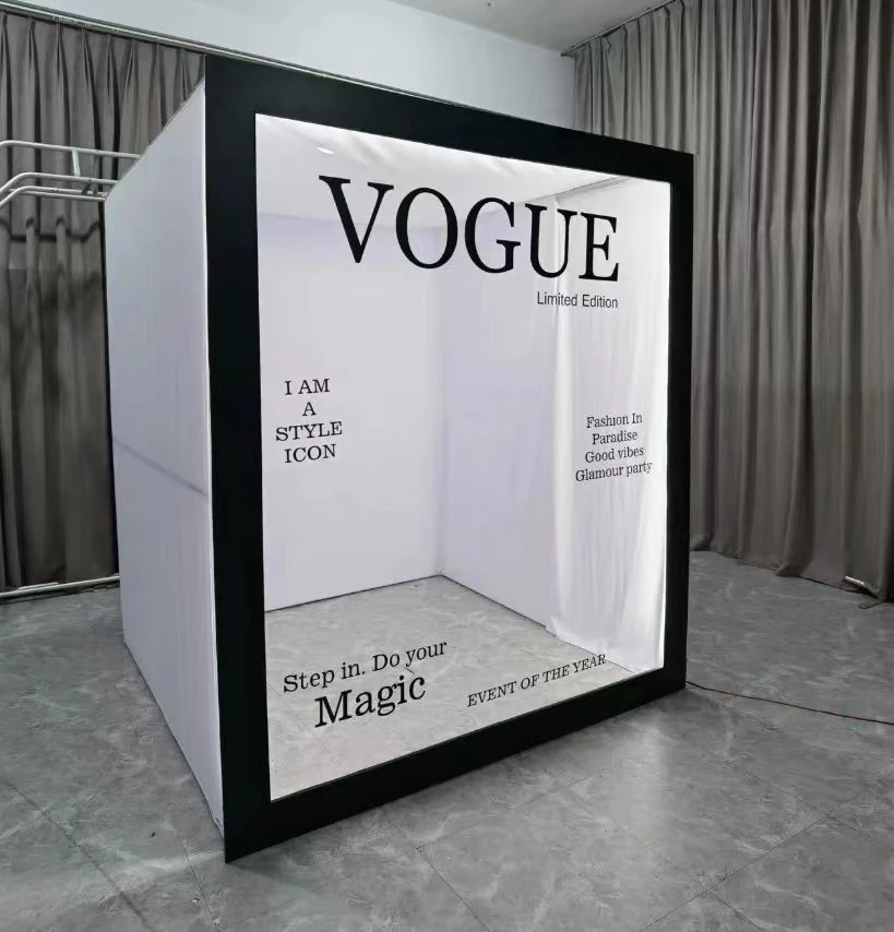 Vogue Photo Booth with Led Light Birthday Party Magazine Photo Booth Box Enclosure Magazine Box Photography Background