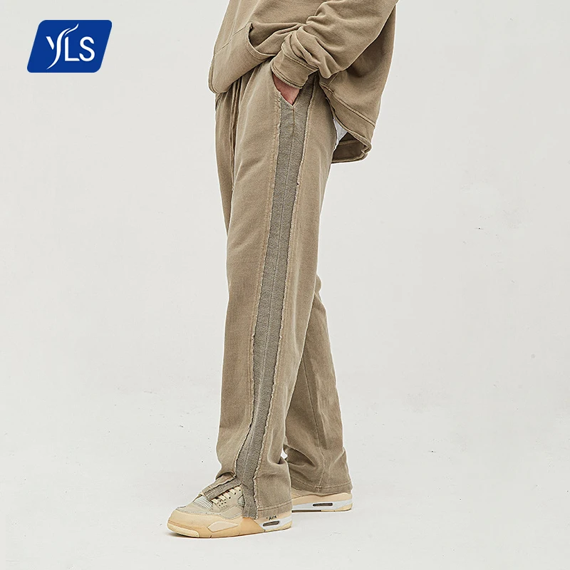 YLS Wholesale Cotton Sweat Pants Track Pants 360gsm Streetwear Vintage  Casual Blank Sweatpants Men Jogger