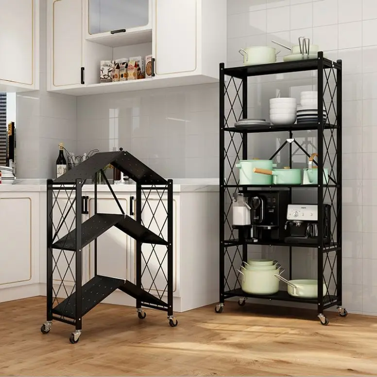 floor-standing multi-layer installation-free kitchen folding shelf