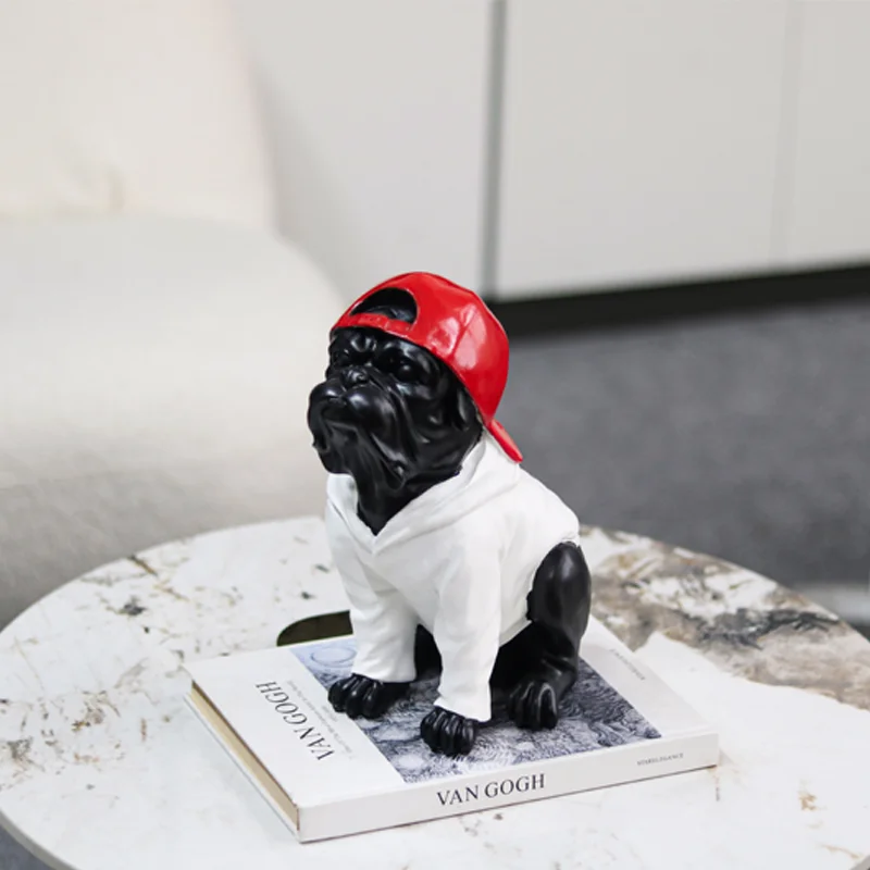 Creative European Nordic Black Bulldog Abstract Polyresin