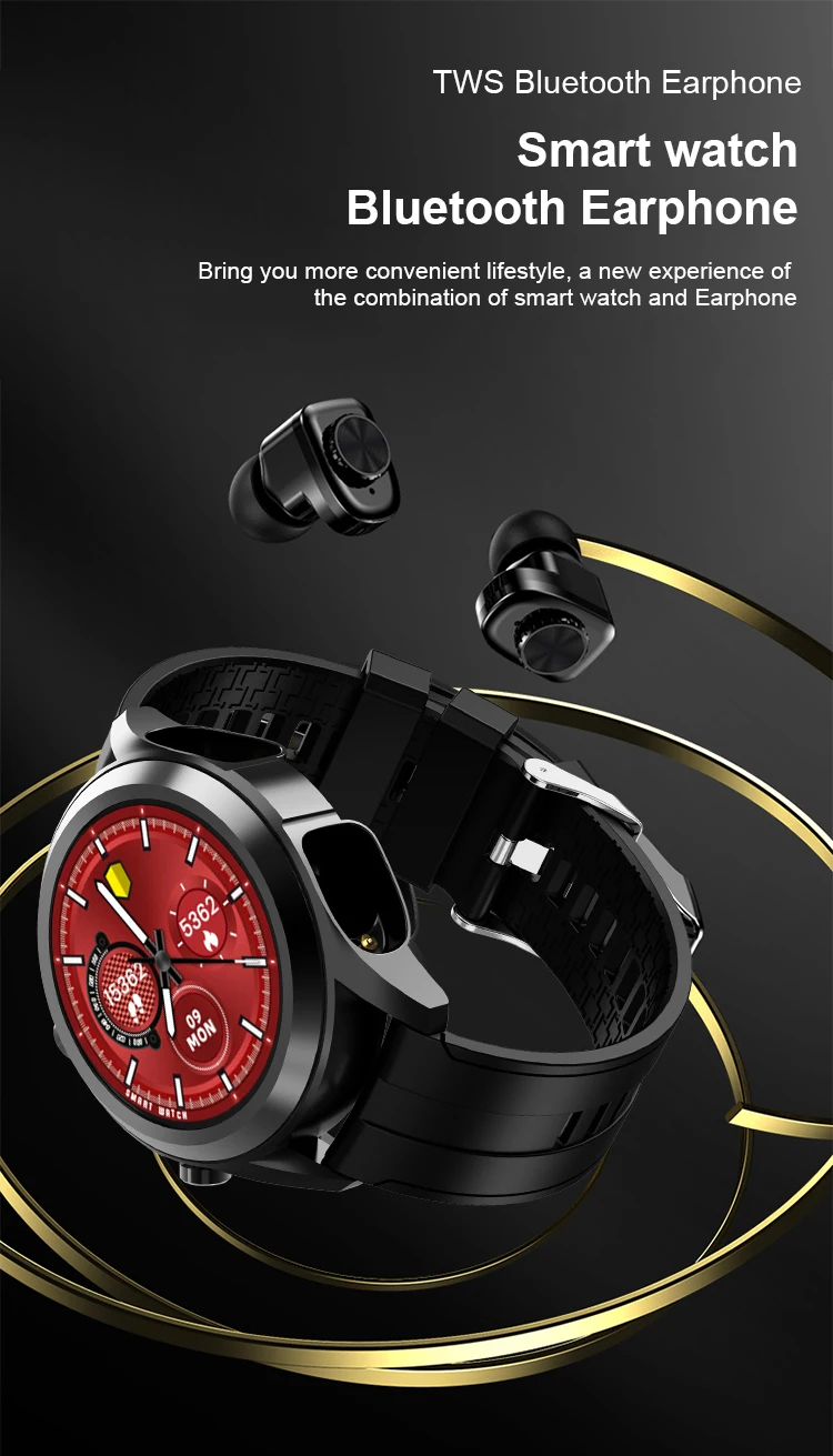 Smart Watch with Earbuds in Smart Watch Headset Black Technology New  Electronic TWS Headset Wrist Watch