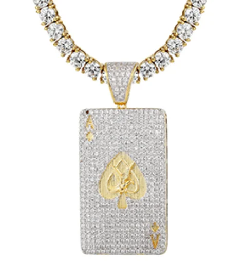 Mens Bling Bing Iced Out Heart Poker 