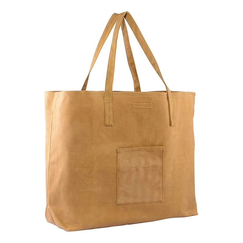 Large Trendy Grocery Shopping Waxed Canvas Bag Large Canvas Tote Bag