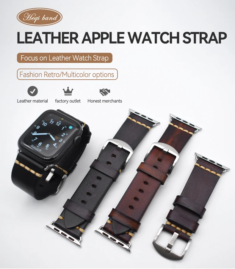 For Apple Watch Strap Series 8 Genuine Leather Replacement Strap Band