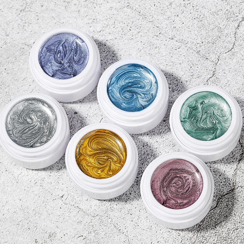KLANA 6 Colors No Flowing Solid Ombre Gradient Color Painting Gel Polish for French Nail Art