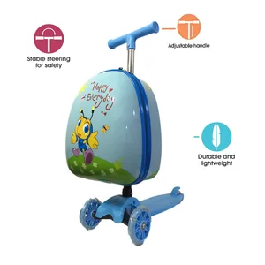 Customized Scooter  Luggage Airport Travel Design 3d Trolley Children Kid Scooter Suitcase Trolley Luggage Bag