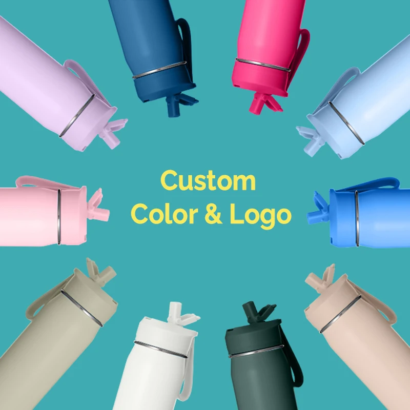 Customized Color BPA Free Custom logo Sports 24oz Gym Thermal Insulated Stainless Steel Water Bottle 18oz With Straw Lid