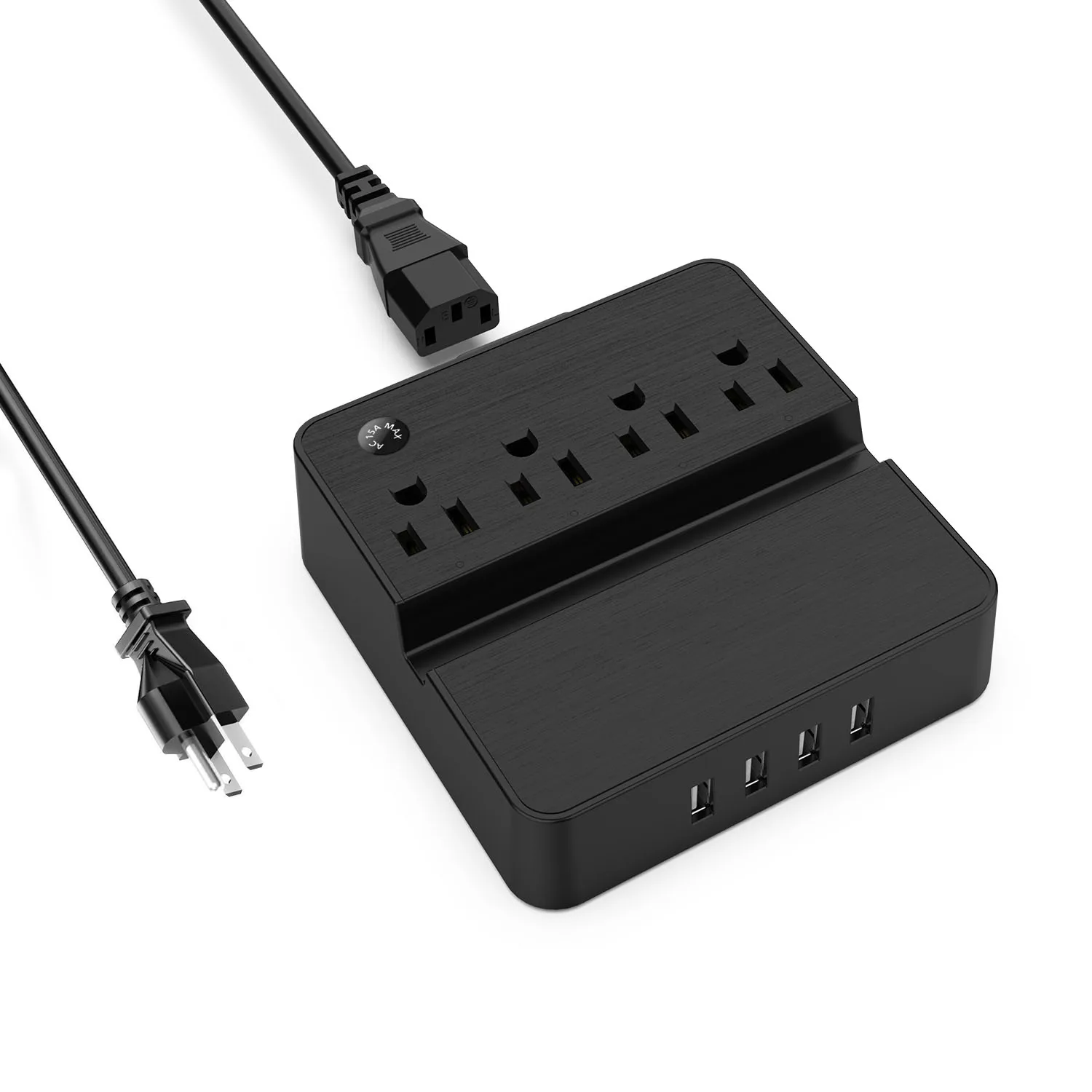 Smart Multi Plug Wall Mount Electrical Surge Protector Power Strip USB Extension Cord Socket 4 AC Outlet for Home Nightstand