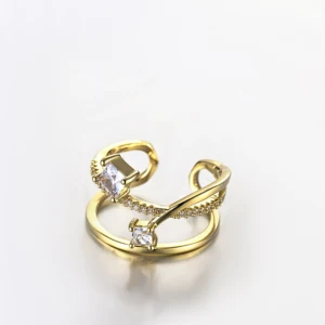 Muxcor Gold Plated Copper Alloy Jewelry Rings for Girls Fine Ajustable Opening Industrial Style Trendy Minimalist
