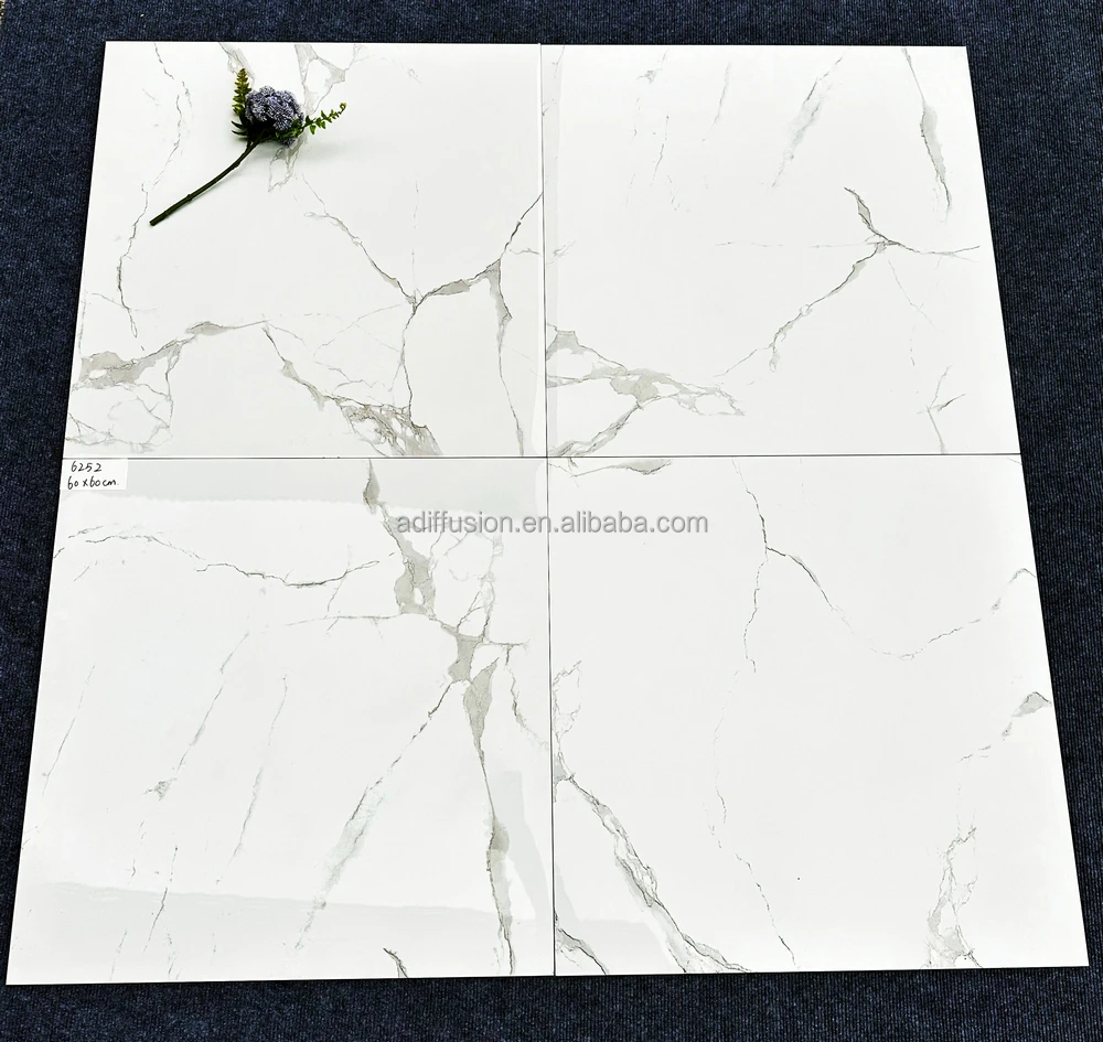 Tiles Polished Porcelain Stone Carrara Marble 60x60cm White Modern